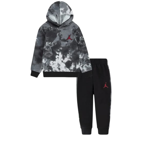 Nike Baby Air Jordan Tie-Dye-set met hoodie en joggingbroek (Zwart) - Image 1