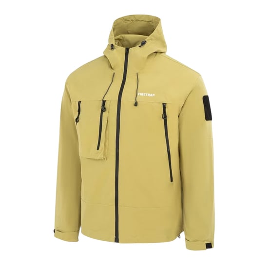 Firetrap Heren Winddichte Hooded Windbreaker (Geel) - Image 3