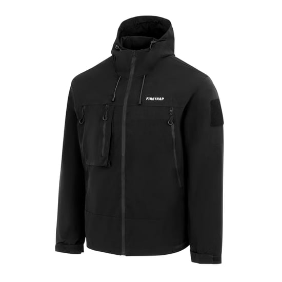 Firetrap Heren Winddichte Hoodie Windbreaker (Zwart) - Image 3