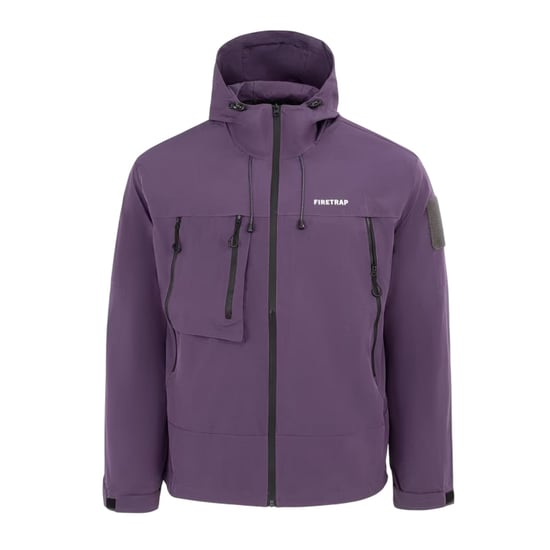 Firetrap Heren Winddichte Gewatteerde Windbreaker (Paars) - Image 1