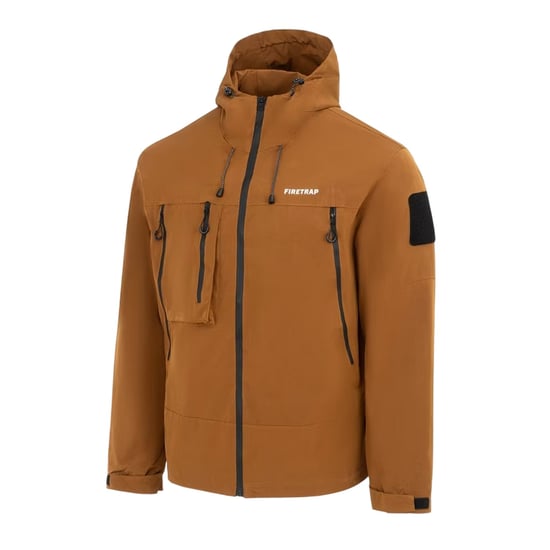 Firetrap Heren Winddichte Capuchon Windbreaker (Bruin) - Image 3