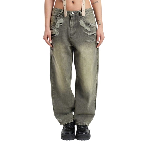 The Ragged Priest Dames Crescent Denim Wide Leg Jeans (Grijs) - Image 2
