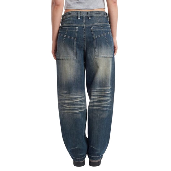 The Ragged Priest Unisex baggy jeans voor volwassenen van grof denim, in bleacher-stijl (Blauw) - Image 2