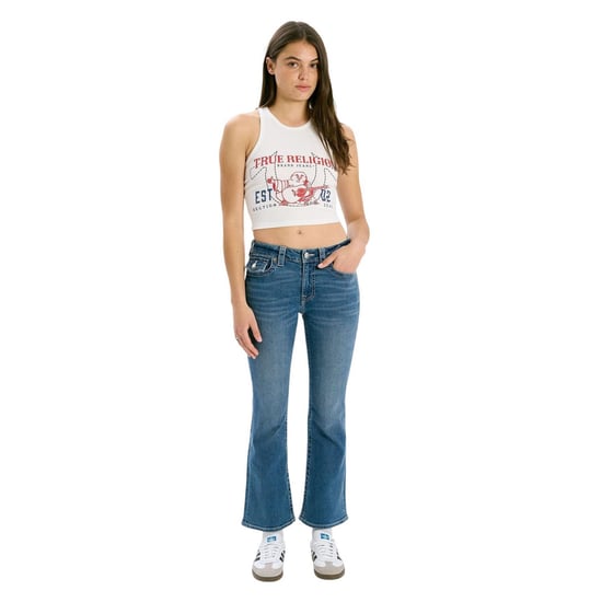 True Religion Dames Flap Pocket Flared Jeans (Medium Blue) - Image 3