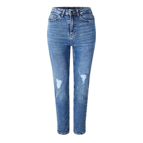 Pieces Damesjeans in denim met verweerde look en slank model (Medium Blauw) - Image 1