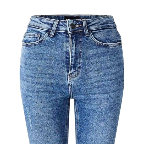 Pieces Damesjeans in denim met verweerde look en slank model (Medium Blauw) - Image 2