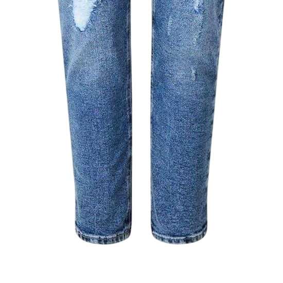Pieces Damesjeans in denim met verweerde look en slank model (Medium Blauw) - Image 3