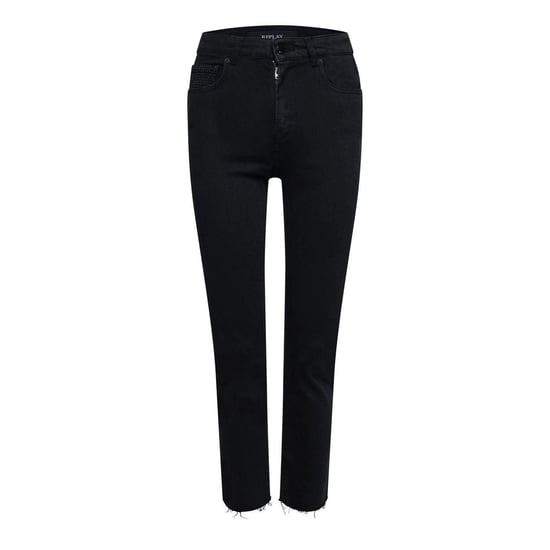 Replay Slim-fit jeans voor dames van een katoenmix met gerafelde randen (Grijs) - Image 1