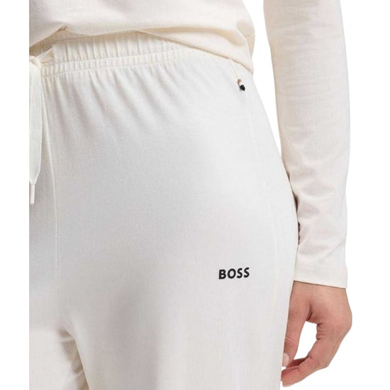 Boss Katoenen pyjamabroek met logo voor dames (Wit) - Image 5