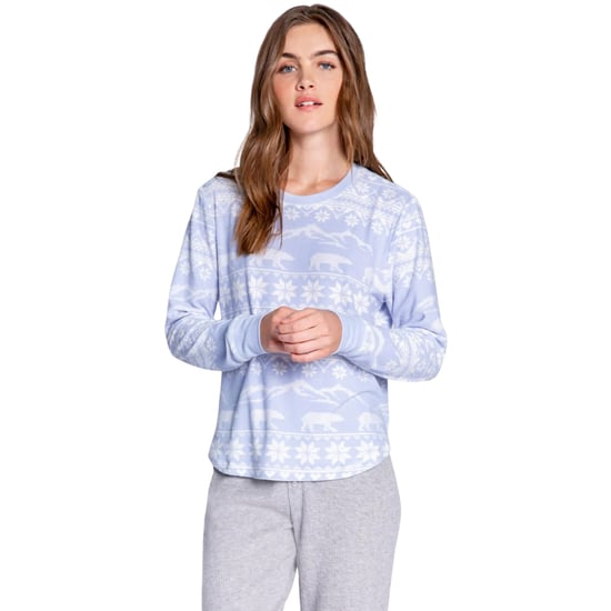PJ Salvage Dames-top met sneeuwvlokmotief en relaxte pasvorm (Lichtblauw) - Image 1
