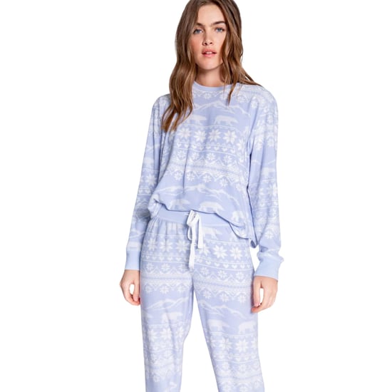 PJ Salvage Dames-top met sneeuwvlokmotief en relaxte pasvorm (Lichtblauw) - Image 4