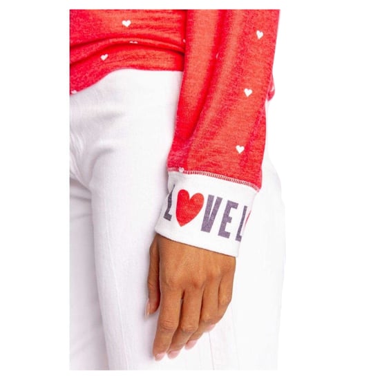 PJ Salvage Dames/Dames Loved Hearts Relaxed Fit Raglan Pullover (Rood) - Image 3