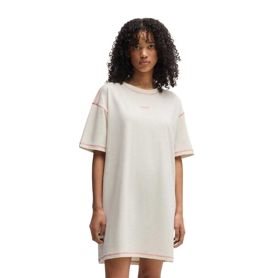Hugo Katoenen T-shirtjurk met contrasterend logo voor dames (Natuurlijk) - Image 1