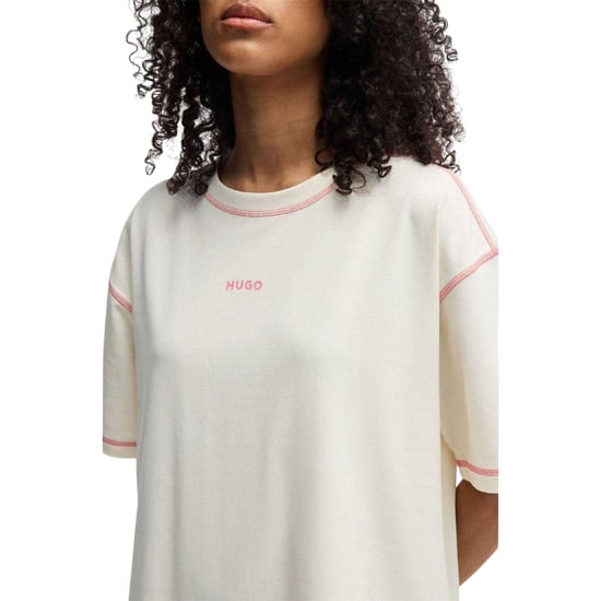 Hugo Katoenen T-shirtjurk met contrasterend logo voor dames (Natuurlijk) - Image 4