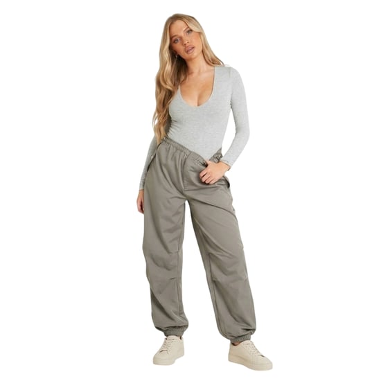 Missy Empire Dames/Dames Laag Uitgesneden Bodysuit met Lange Mouwen (Grijs) - Image 1