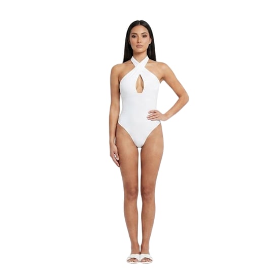 Missy Empire Dames/Dames Uitgesneden Plunge Bodycon Bodysuit (Ivoor) - Image 1