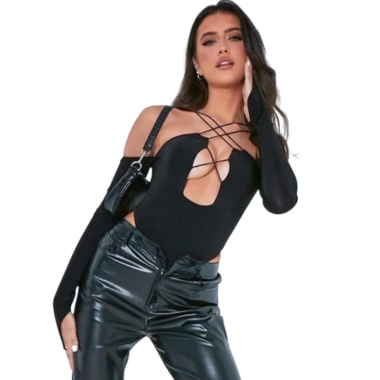 Missy Empire Dames/Dames Crossover Bodysuit (Zwart) - Image 2