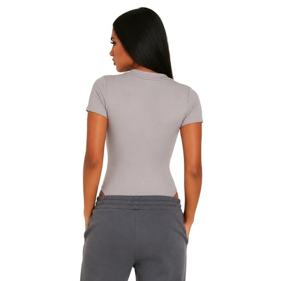 Missy Empire Dames/Dames Body met Gestructureerde Korte Mouwen (Grijs) - Image 2
