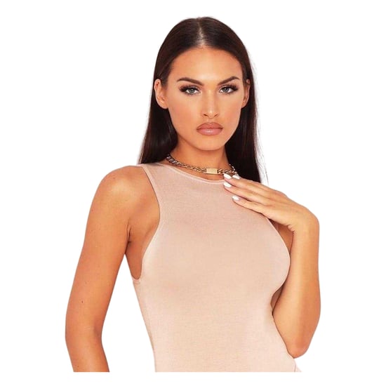Missy Empire Nauwsluitende mouwloze bodysuit voor dames (Beige) - Image 2