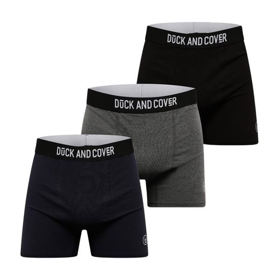 Duck and Cover Heren Bronteen Katoenmix Boxer Shorts (3-pack) (Zwart/Grijs/Marine) - Image 1