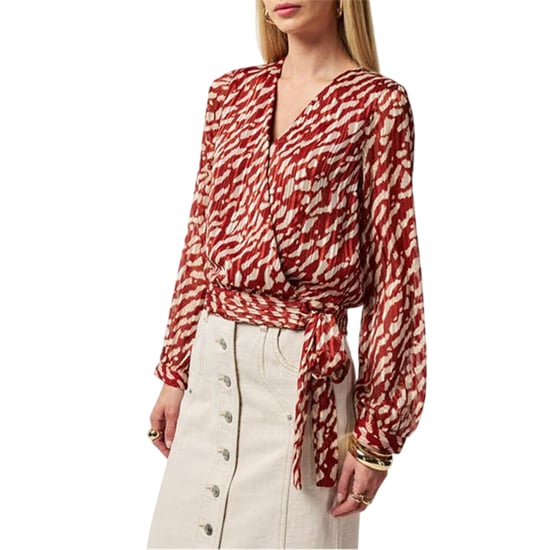 Vero Moda Dames Dierenprint V-hals Wikkeltop (Geverfd Baksteen) - Image 3