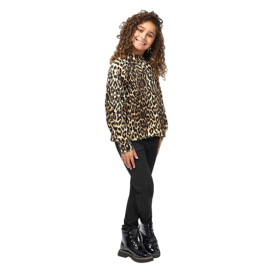 Biba Meisjesblouse met ballonmouwen en luipaardprint (Bruin/zwart) - Image 1