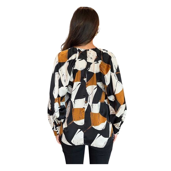 AX Paris Dames/Dames Geometrische Polyester Blouse (Zwart/Wit/Bruin) - Image 3