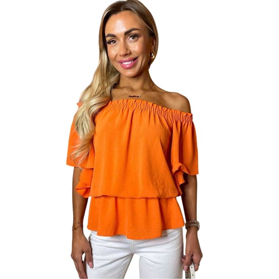 AX Paris Dames/Dames Ruffle Hem Bardot Top (Oranje) - Image 2
