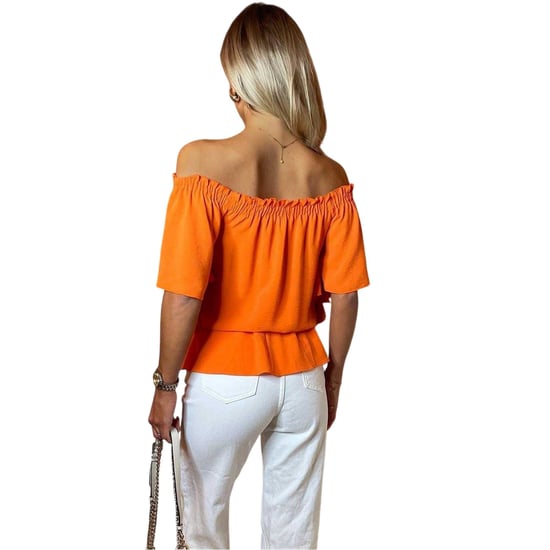 AX Paris Dames/Dames Ruffle Hem Bardot Top (Oranje) - Image 3