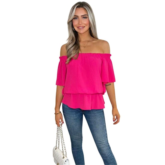 AX Paris Dames/Dames Ruffle Hem Bardot Top (Heet Roze) - Image 2