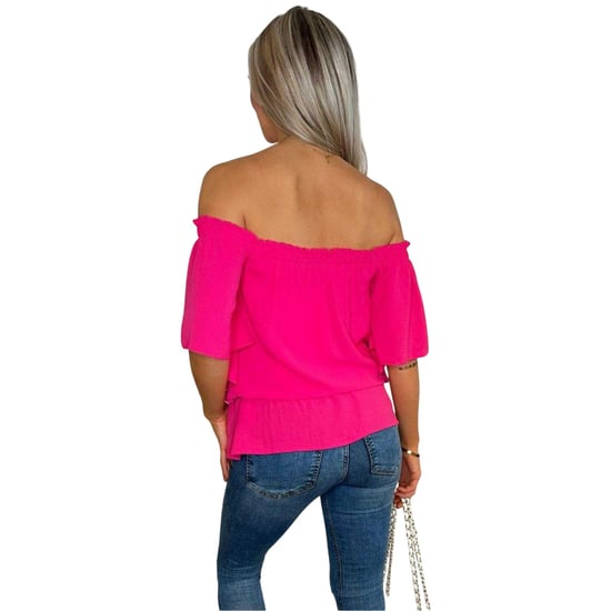AX Paris Dames/Dames Ruffle Hem Bardot Top (Heet Roze) - Image 3