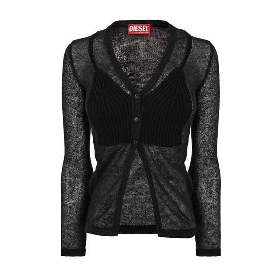 Diesel Arina-vest met V-hals en lange mouwen voor dames (Zwart) - Image 1