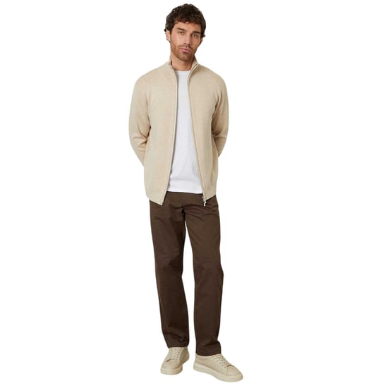 Threadbare Wynnstay gebreid herenvest met doorlopende ritssluiting (Havermelk) - Image 1