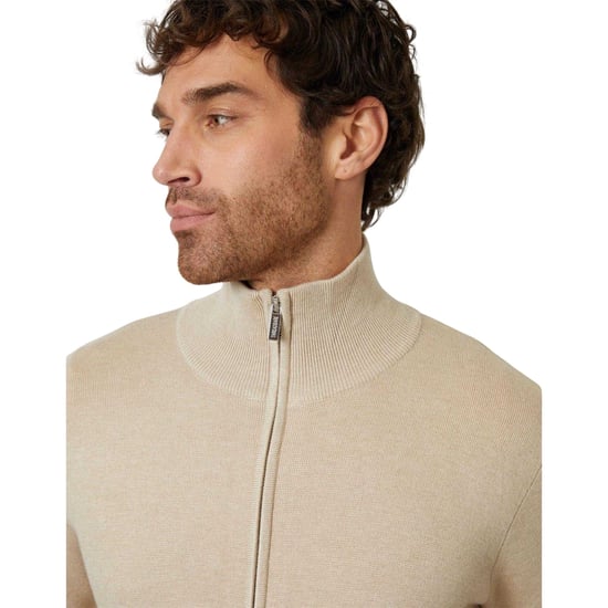 Threadbare Wynnstay gebreid herenvest met doorlopende ritssluiting (Havermelk) - Image 5