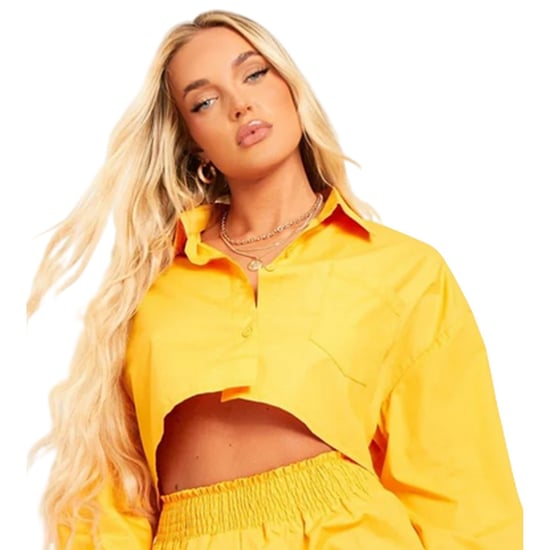 Missy Empire Dames Katoenen Cropped Langsleeve Shirt (Oranje) - Image 3