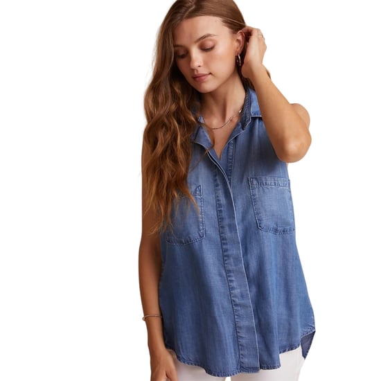 Bella Dahl Mouwloos denimshirt met split aan de achterkant voor dames (Blauw) - Image 1