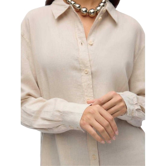 Vero Moda Dames Linnenmix Regular Shirt (Moonbeam) - Image 3