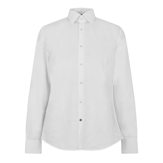 Boss Heren Effen Met Kraag Lange Mouwen Shirt (Wit) - Image 1