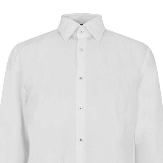 Boss Heren Effen Met Kraag Lange Mouwen Shirt (Wit) - Image 3