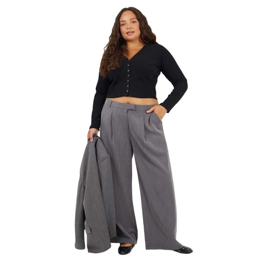 Brave Soul Vrouwen Ribbel V-Hals Plus Lange Mouwen Crop Top (Zwart) - Image 4