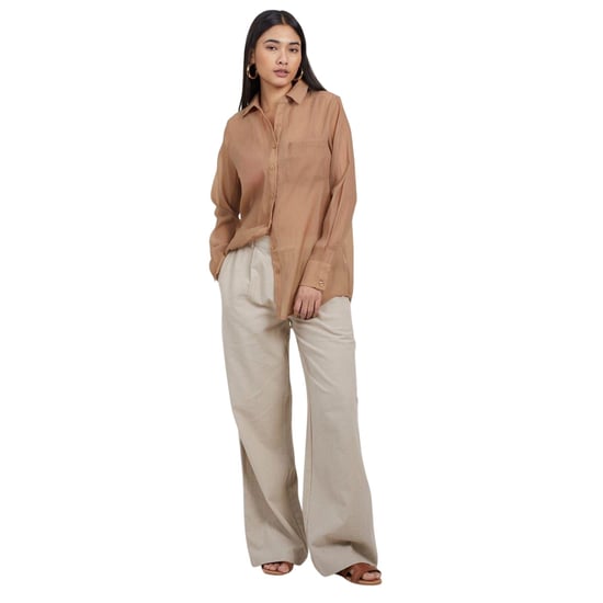 Brave Soul Dames/Dames overhemd met kraag en lange mouwen (Beige) - Image 1