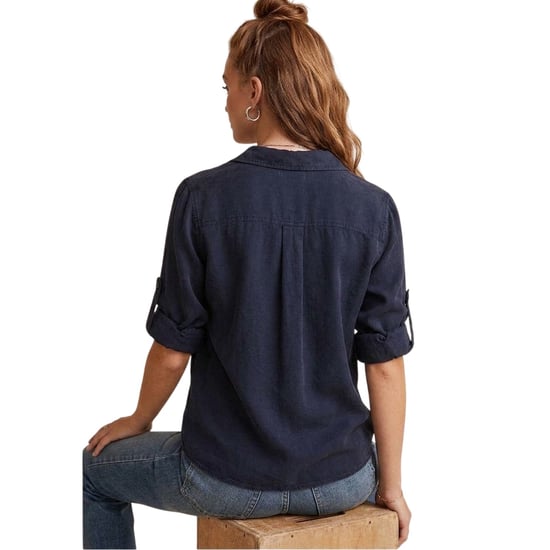 Bella Dahl Dames-shirt met split aan de achterkant, relaxte pasvorm en 3/4-mouwen (Diepzee) - Image 2
