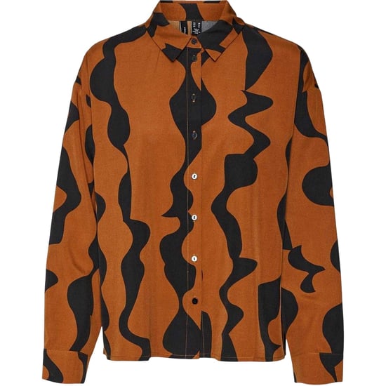 Vero Moda Dames-shirt met abstracte print, standaardpasvorm (Zwart/Bruin) - Image 1