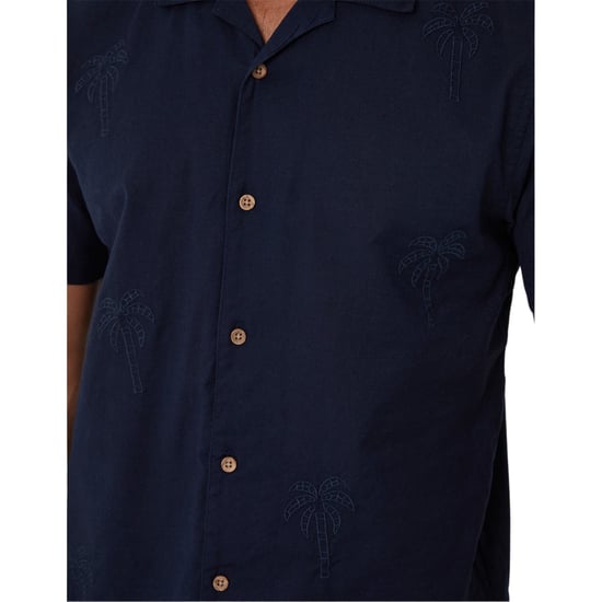 Threadbare Heren Geborduurd Korte Mouwen Shirt (Marineblauw) - Image 3