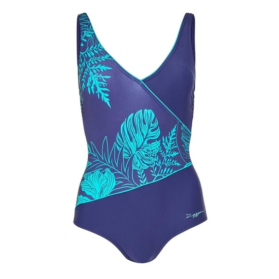 Zoggs Dames Gedrukte Wrap Front Eéngemaakt Badpak (Blauw) - Image 1