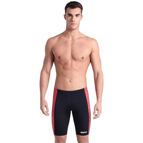 Arena Mannen Abstracte Tegels Jammer Shorts (Zwart/Rood Print) - Image 1