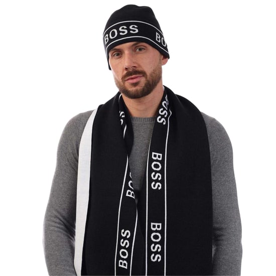 Boss Set met herenpet en -sjaal met herhaald logo (Zwart) - Image 3