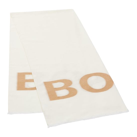 Boss Langwerpige uniseks sjaal met logo (Wit) - Image 1