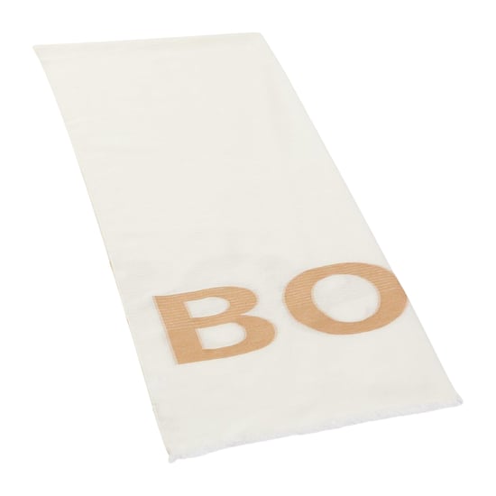 Boss Langwerpige uniseks sjaal met logo (Wit) - Image 2