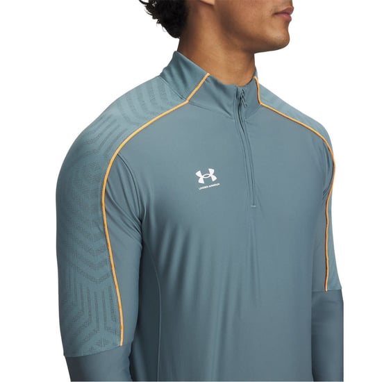 Men's Under Armour Drill Top in Grey/Orange - Image 3